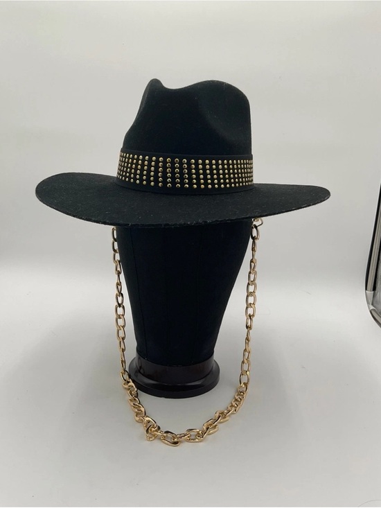 Free People ASN Hat Studded Chain Felt Hat , Floral Interior Lining, size small main image 6
